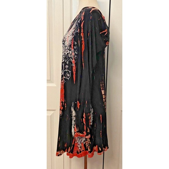 LOCAL Black Red Tie-Dye Graphic T Shirt Tunic Dress Sz L USA Goth Y2K Punk Lace - Picture 9 of 13